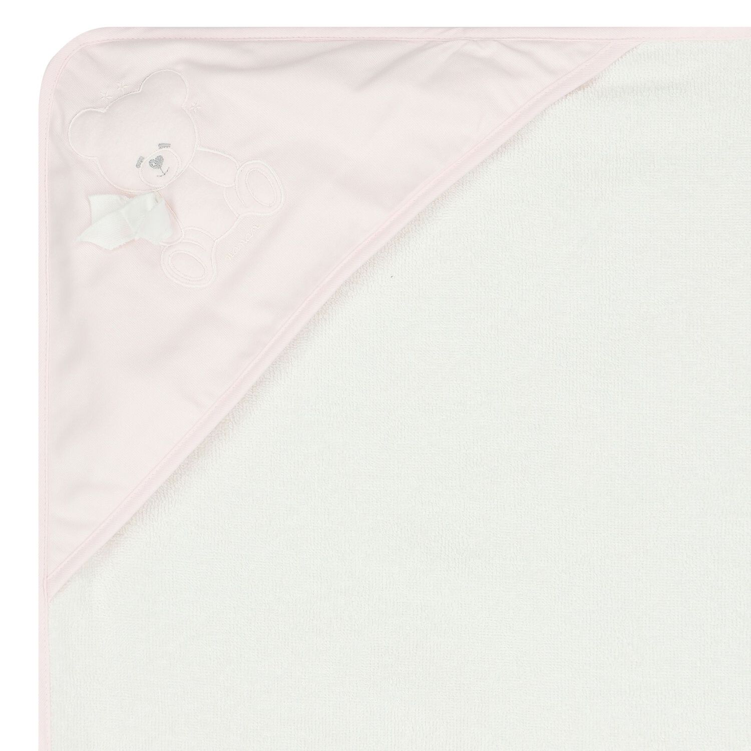Baby Girls White & Pink Teddy Bear Hooded Towel, 1, hi-res