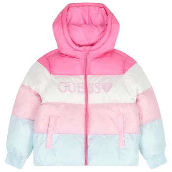 Girls Pink Logo Padded Puffer Jacket
