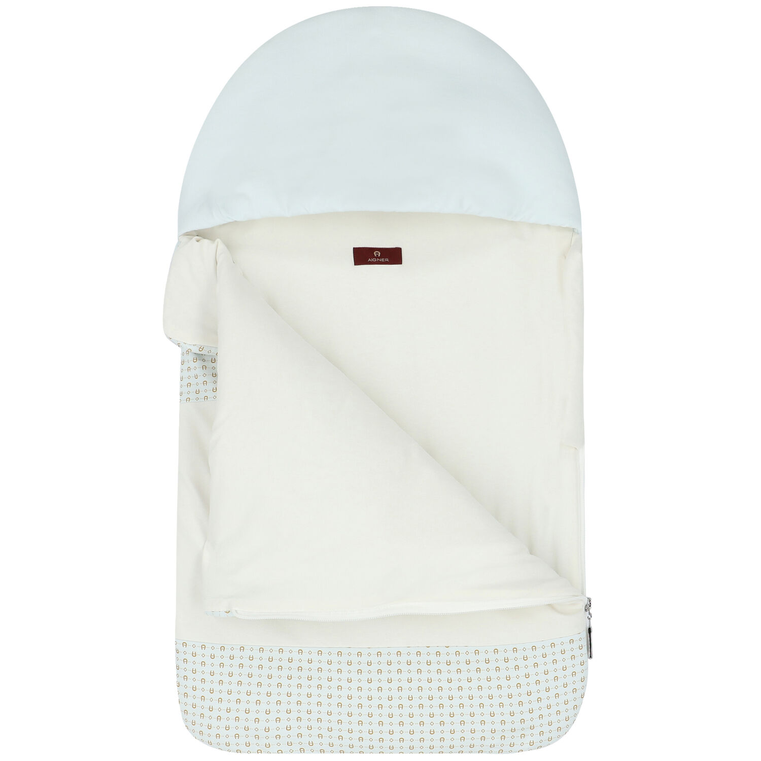 Baby Boys Ivory, Blue & Gold Pima Cotton Logo Nest, 1, hi-res