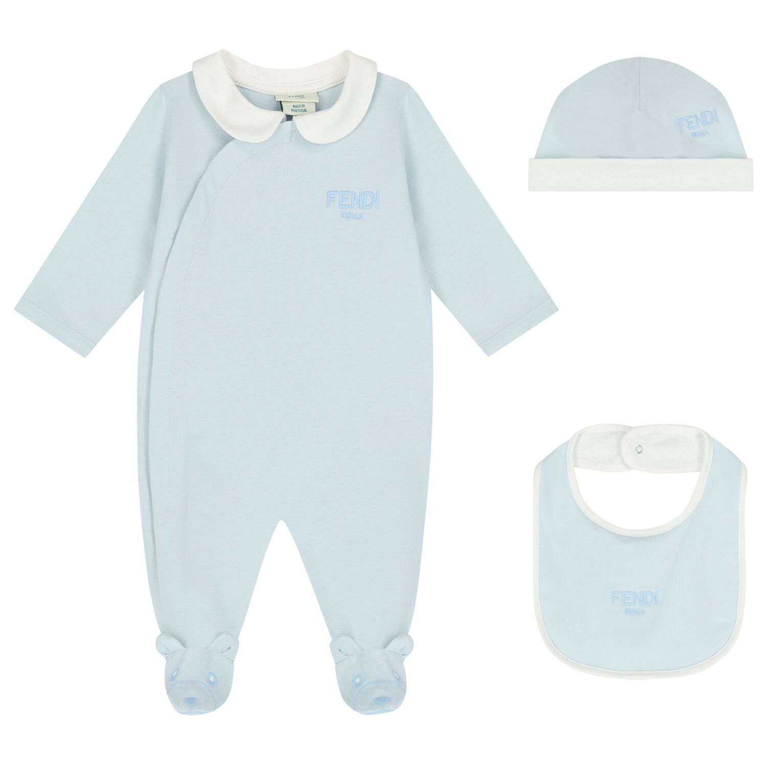 Baby Boys Blue & Ivory Logo Babygrow Gift Set , 2, hi-res