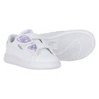 حذاء بنات رياضي بالشعار باللون الأبيض والبنفسجي , 1, hi-res
