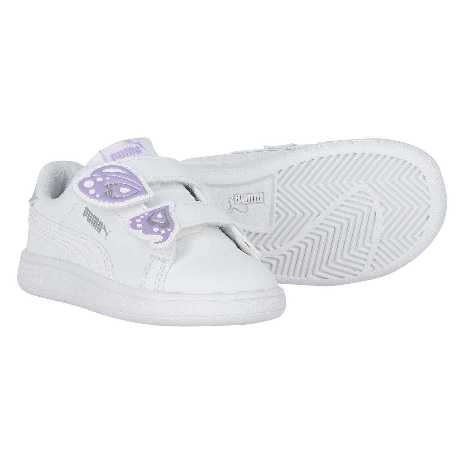 حذاء بنات رياضي بالشعار باللون الأبيض والبنفسجي , 1, hi-res image number null