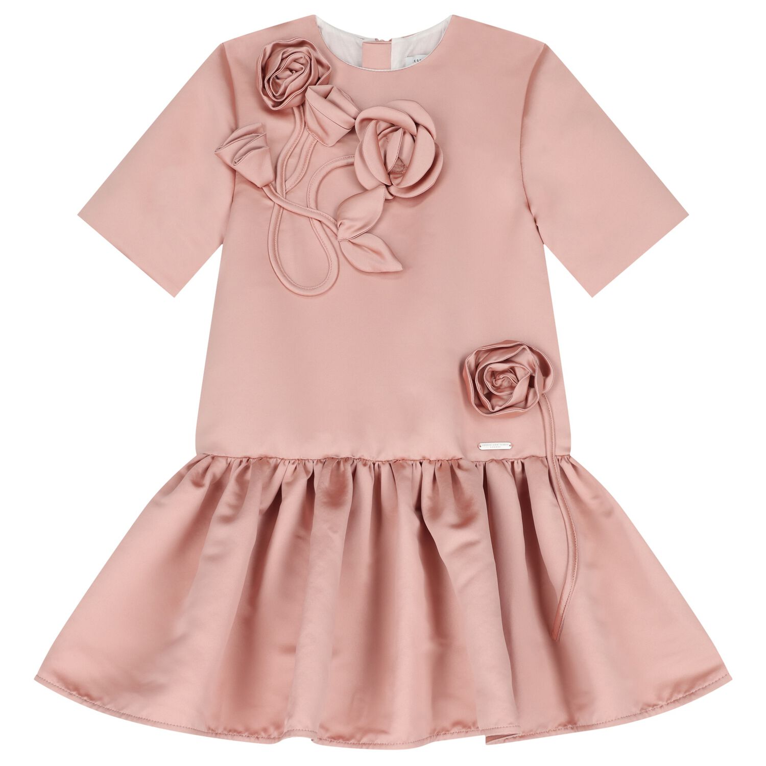 Girls Rose Pink 3D Flowers Dress, 1, hi-res