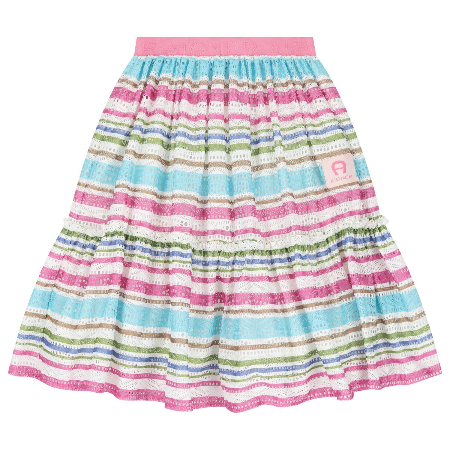 Girls Multi-Coloured Striped Skirt, 1, hi-res image number null