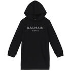 فستان هودي بالشعار باللون الأسود, 1, hi-res