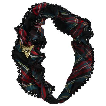 Girls Green & Red Tartan Lavinia Beaded Headband