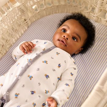 Baby Boys White & Navy Blue Logo Babygrow Gift Set