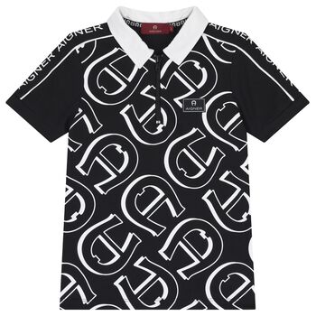 Boys Black Logo Polo Shirt