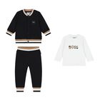 Baby Boys Black & White Logo Tracksuit Gift Set, 2, hi-res