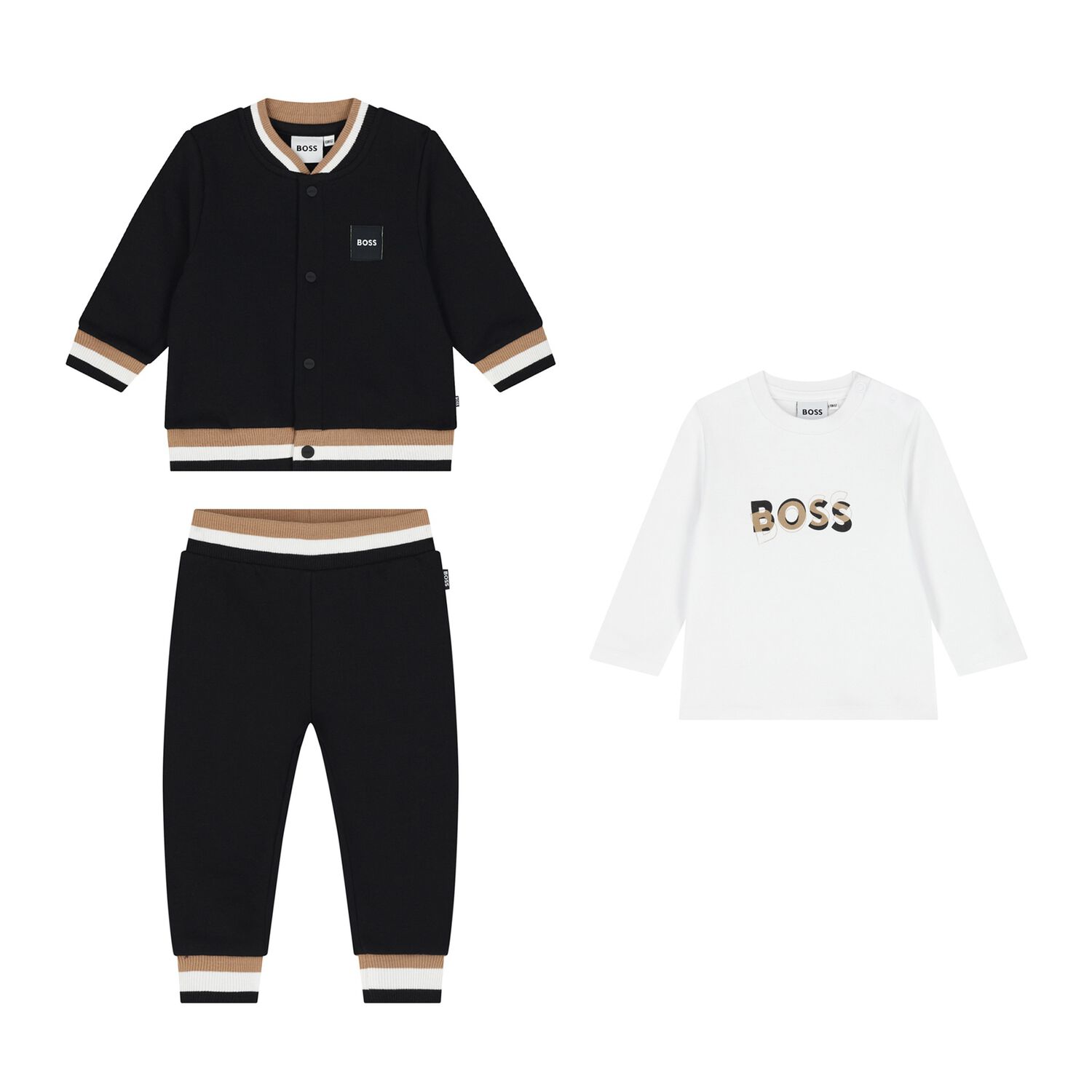 Baby Boys Black & White Logo Tracksuit Gift Set, 2, hi-res