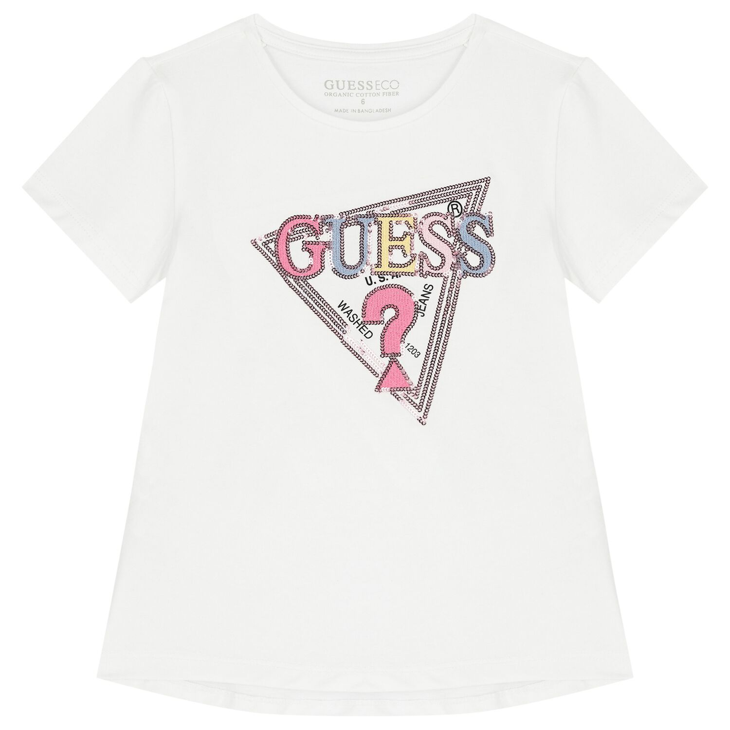 Girls White Embellished Logo T-Shirt, 1, hi-res image number null