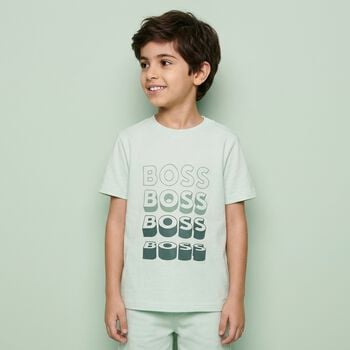 Younger Boys Green Logo T-Shirt