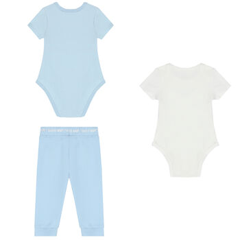 Baby Boys Blue & White Logo Gift Set