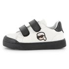 Boys White & Black Ikonik Karl Trainers, 1, hi-res