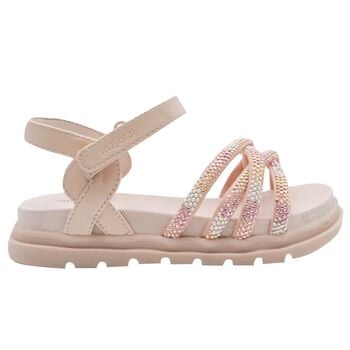 Girls Beige Logo Sandals 