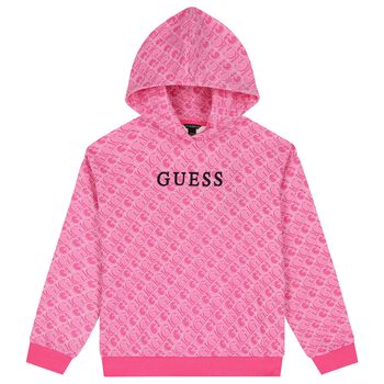Girls Pink Logo Hooded Top