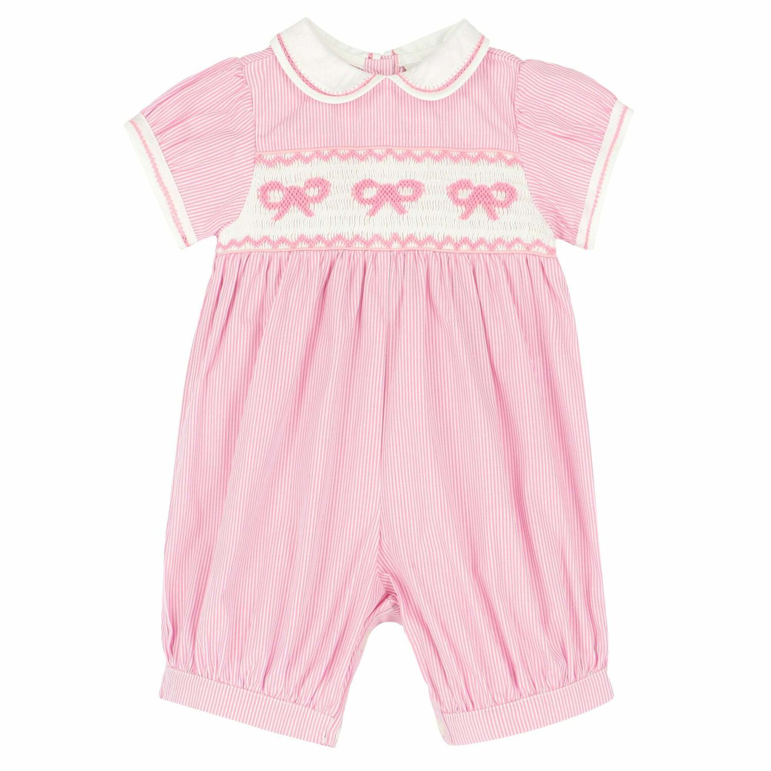 Baby Girls White & Pink Romper, 1, hi-res