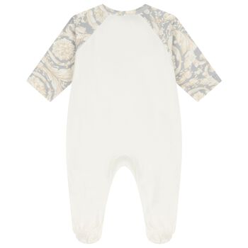 Baby Girls Ivory & Grey Barocco Babygrow