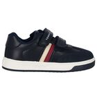 Boys Navy Blue Loggo Trainers, 1, hi-res
