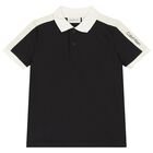 Boys Black & Ivory Polo Shirt, 1, hi-res