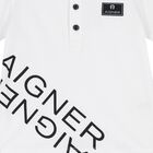 Younger Boys White Logo Polo Shirt, 1, hi-res
