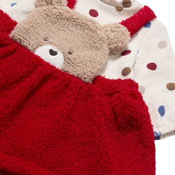Baby Girls Ivory & Red Faux Bear Dress