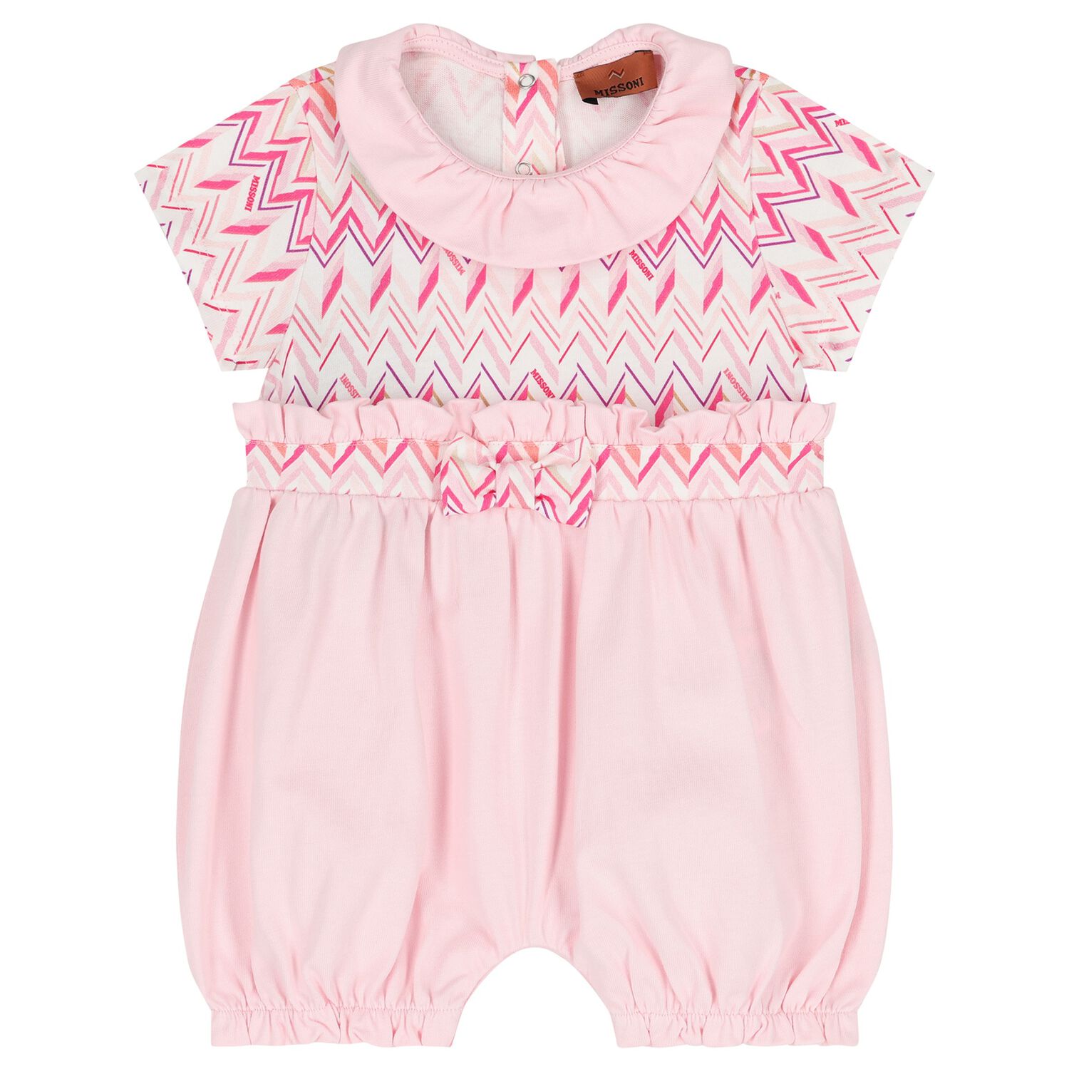 Baby Girls Pink Zigzag Logo Romper, 1, hi-res