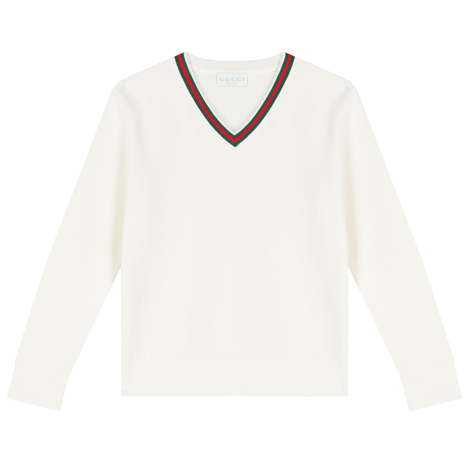 Ivory Cotton Web Striped Sweatshirt, 1, hi-res image number null