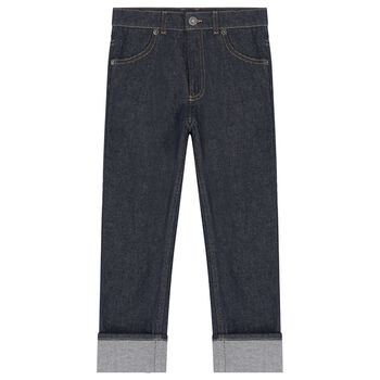 Boys Navy Blue Web Striped Denim Jeans