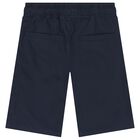 Boys Navy Blue Logo Shorts, 3, hi-res