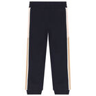 بنطلون رياضى بنات بالشعار باللون الكحلى, 2, hi-res