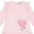 Younger Girls Pink Sweatshirt Dress, 1, hi-res