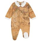 White & Beige Geo Map Babygrow Gift Set , 1, hi-res