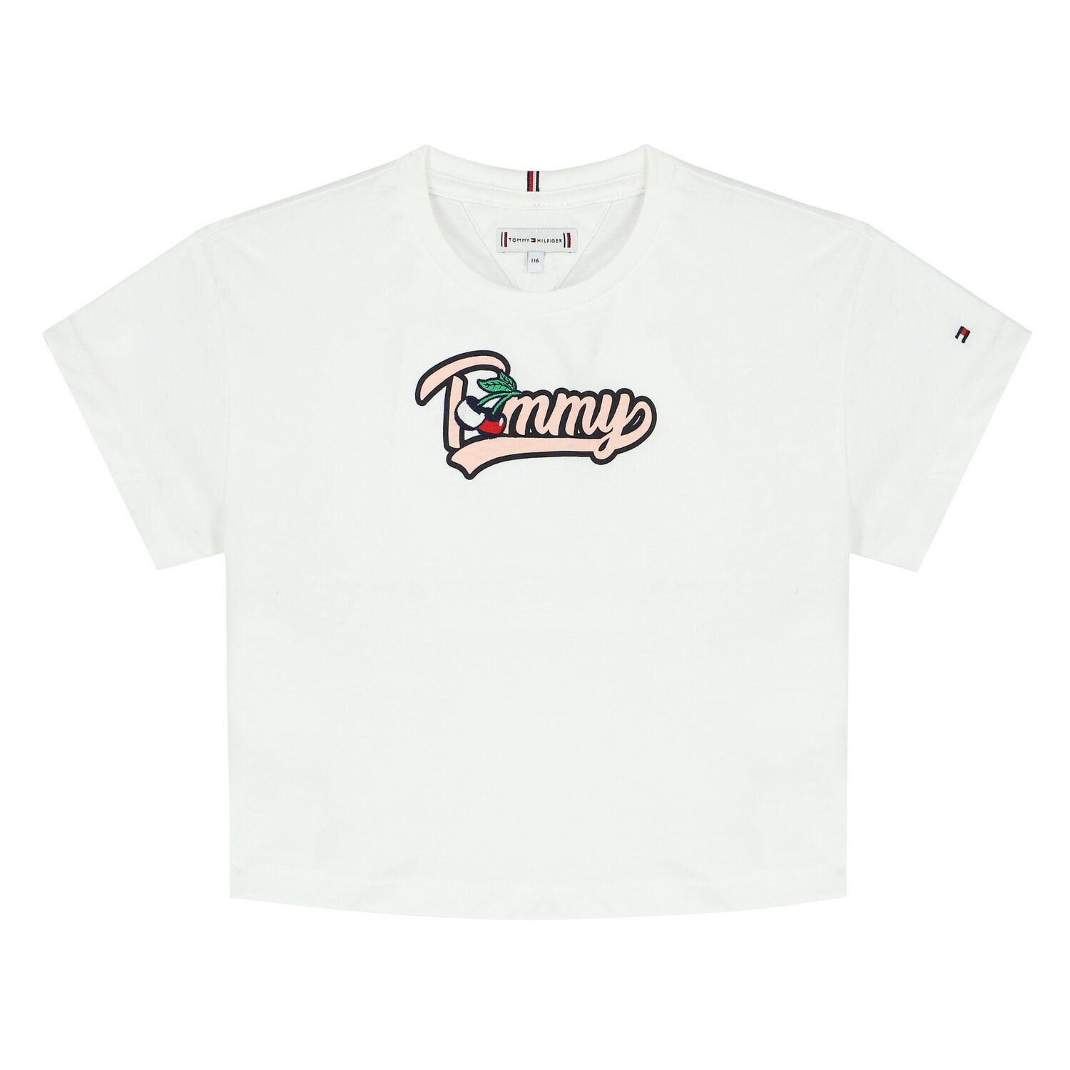 Girls White Logo T-Shirt, 1, hi-res