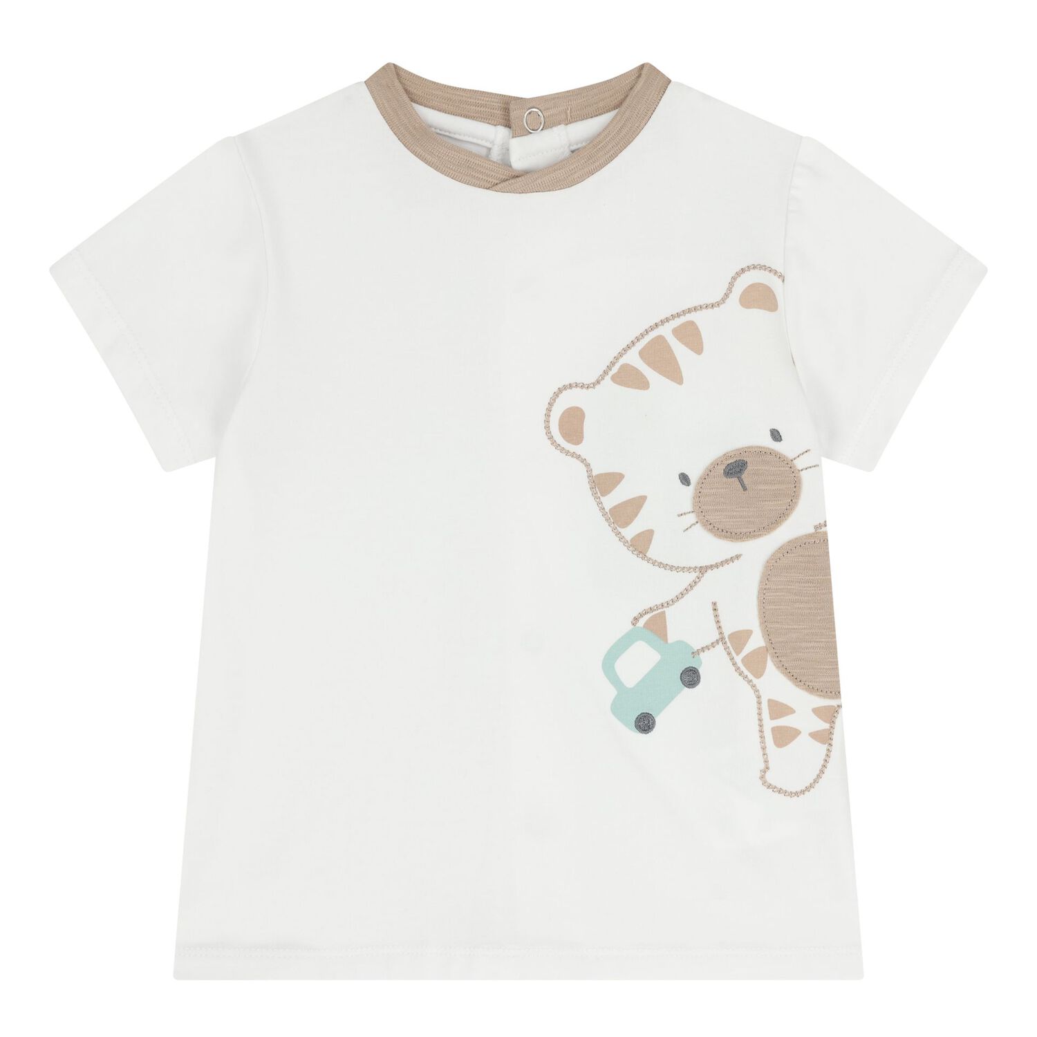 طقم شورتات للأطفال الرضع باللونين الأبيض والبيج بنقشة النمر, 1, hi-res