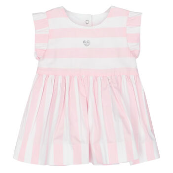 Baby Girls Pink & White Striped Dress