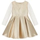 Girls Gold Rhinestone Dress, 1, hi-res