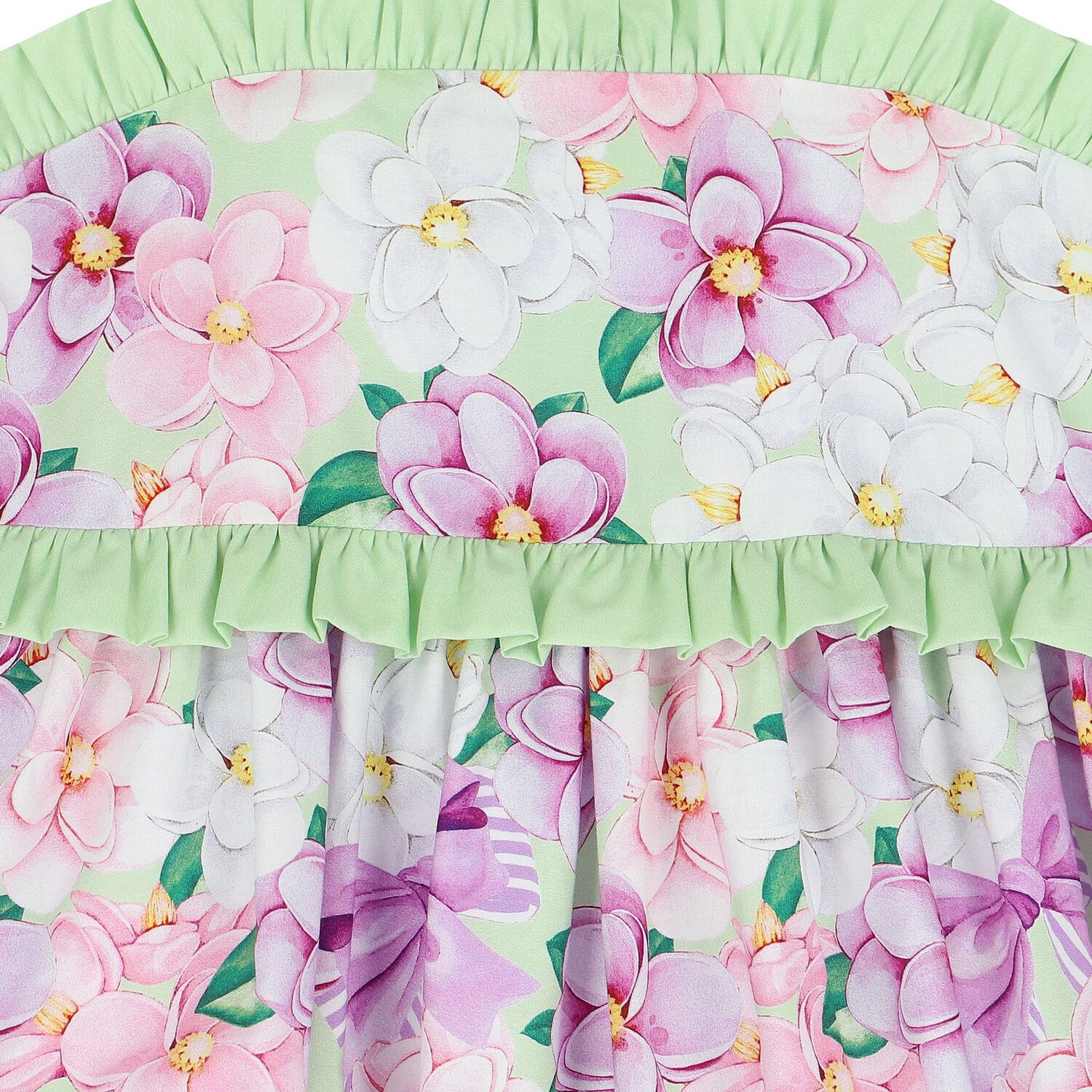 فستان بنات بالزهور باللون الأرجوانى والأخضر, 1, hi-res image number null