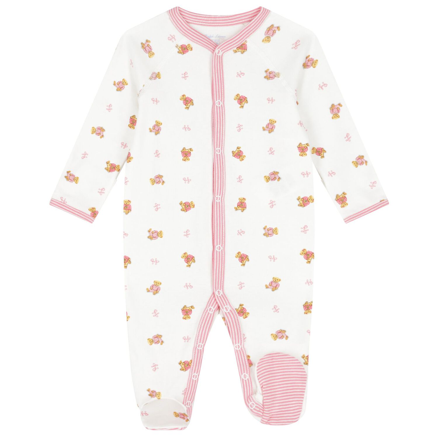 Baby Girls White & Pink Polo Bear Babygrow Gift Set, 1, hi-res