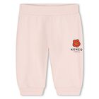 Younger Girls Pink & Ivory Boke Flower Tracksuit Set, 1, hi-res