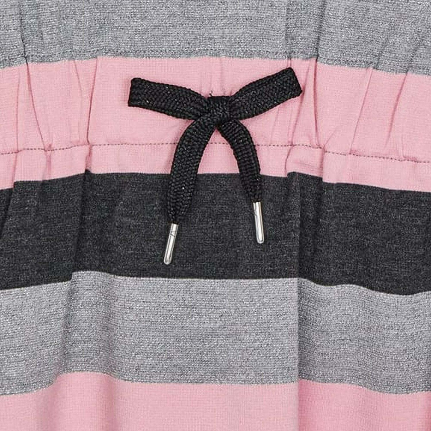 Girls Pink & Grey Striped Dress, 1, hi-res