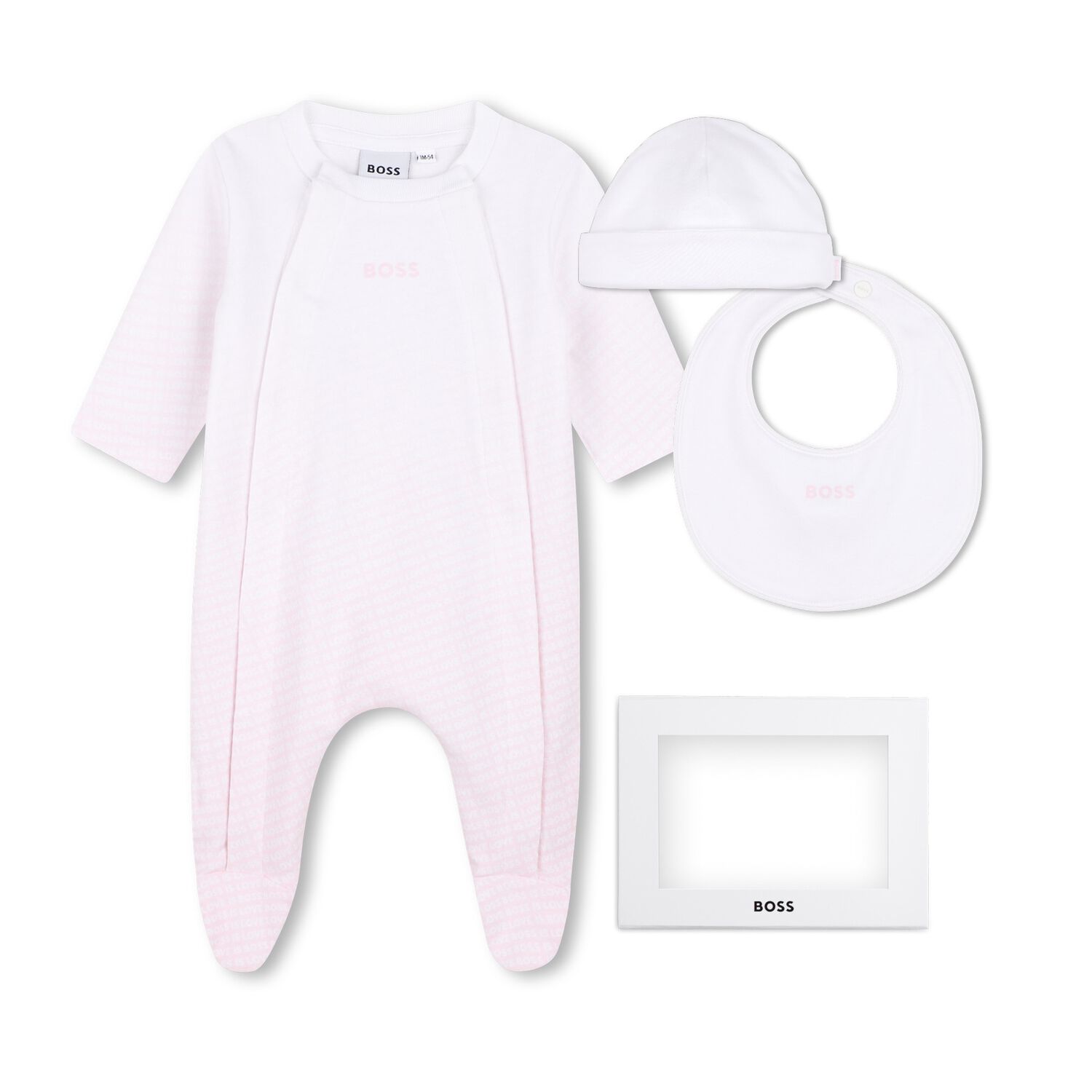 Baby Girls White & Pink Logo Babygrow Gift Set, 1, hi-res
