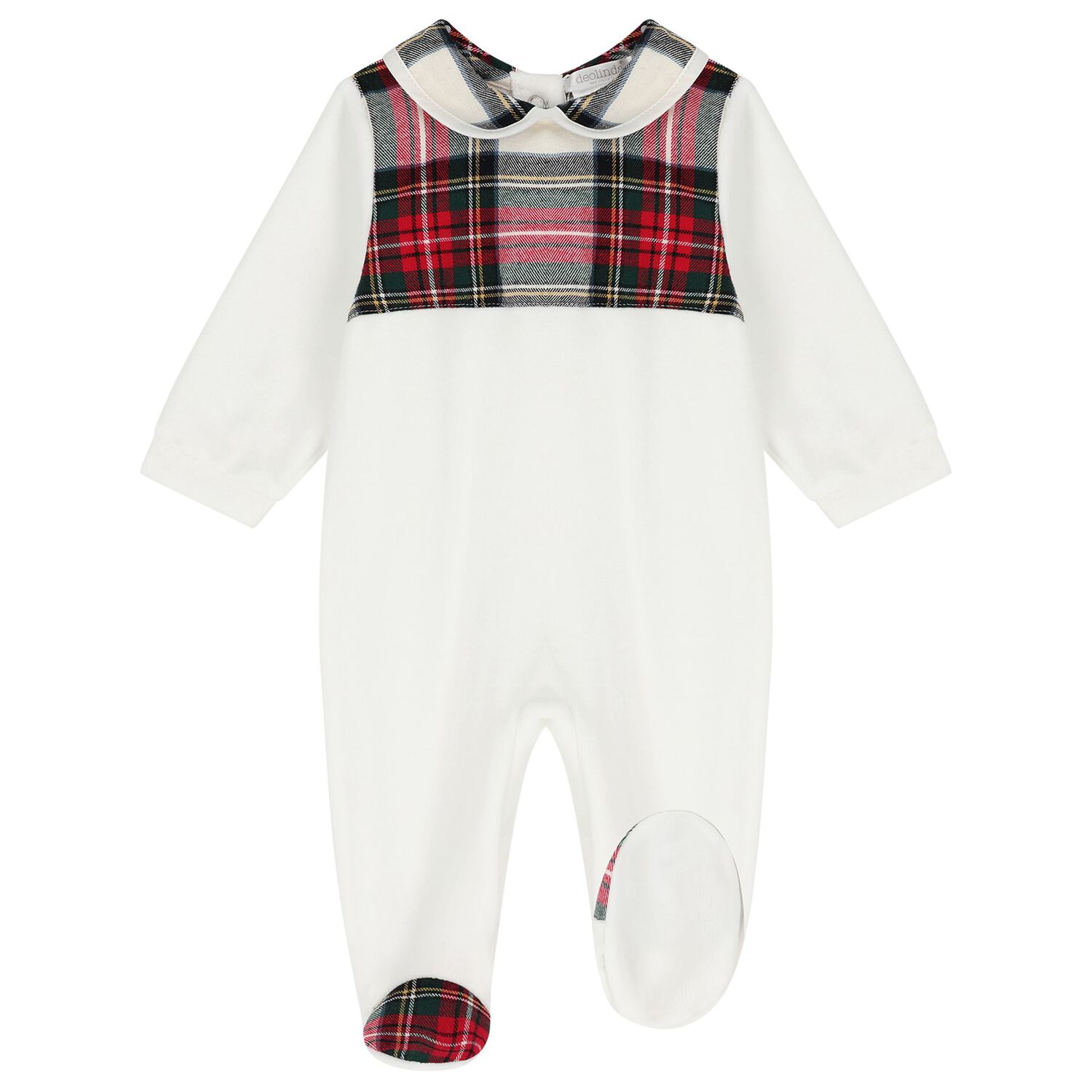 Baby Boys Ivory Tartan Babygrow, 1, hi-res