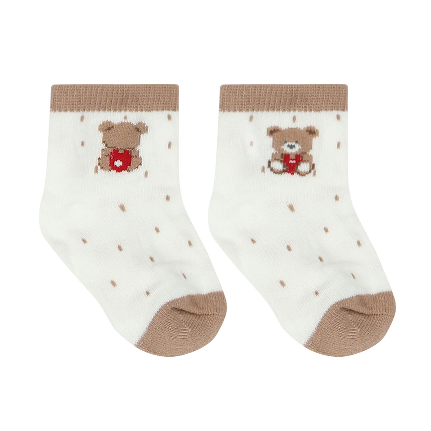 جوارب بشعار تيدي باللون العاجي والبيج (4 قطع), 1, hi-res