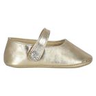 Baby Girls Gold Diamante Shoes, 1, hi-res