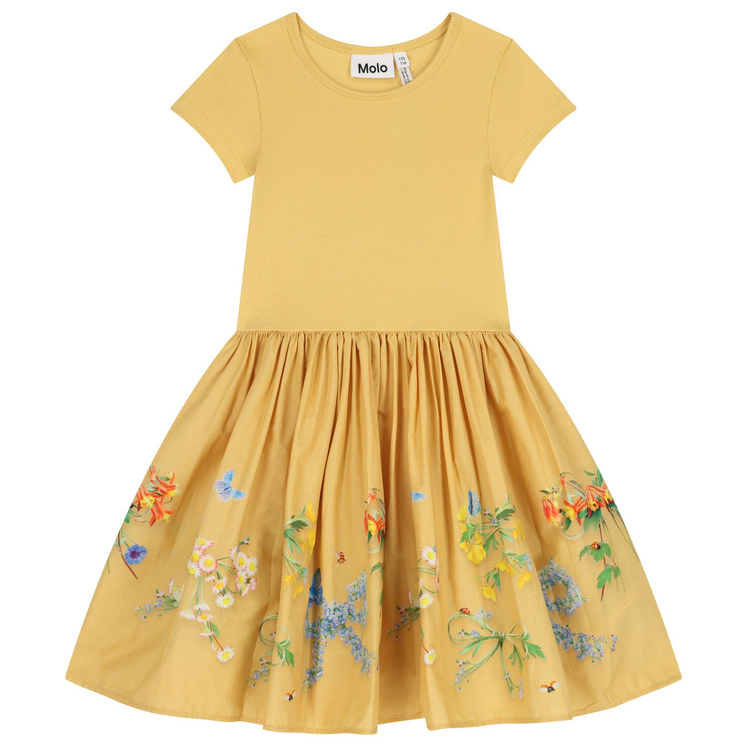 Girls Yellow Floral Dress, 1, hi-res