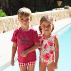 Girls Pink Strawberry Swimsuit, 1, hi-res