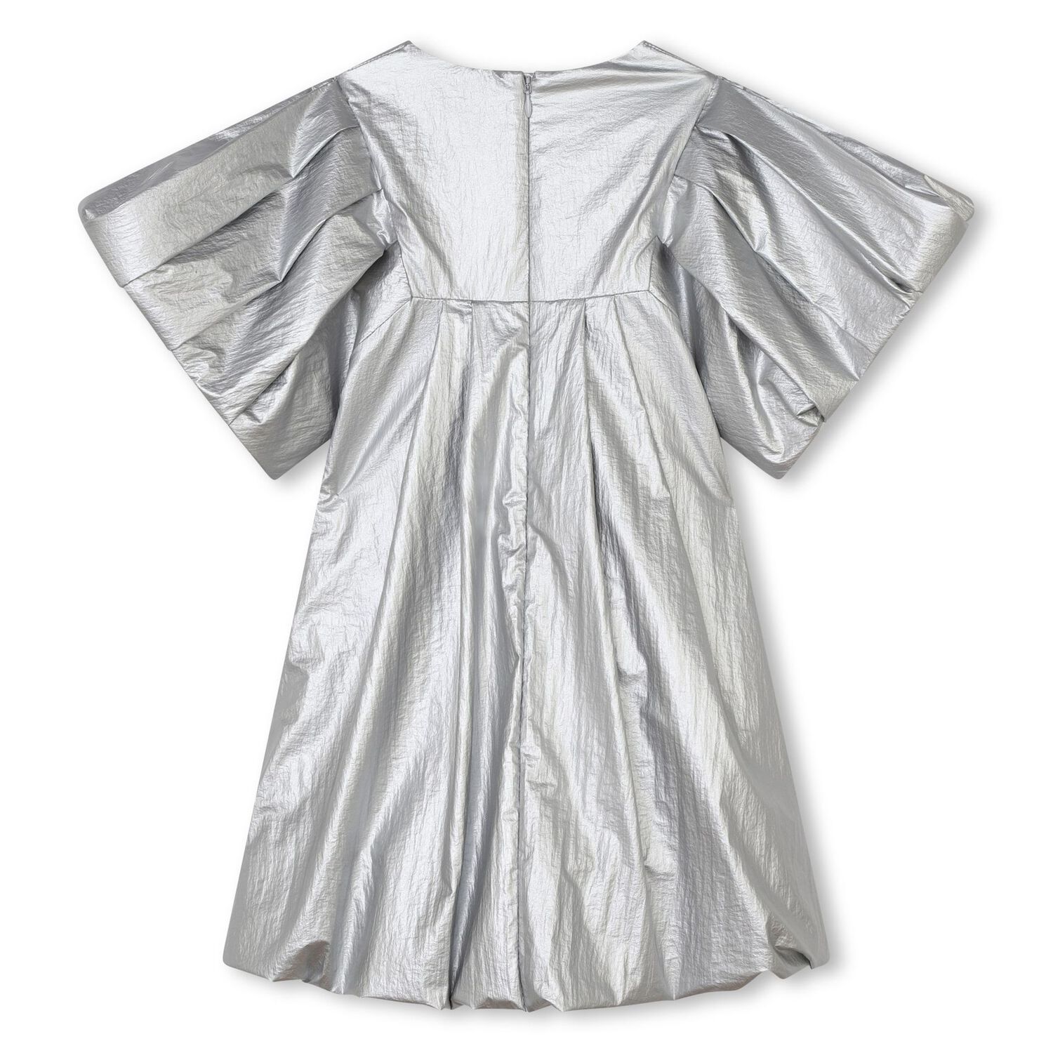 Girls Mini-Me Metallic Silver Dress, 1, hi-res