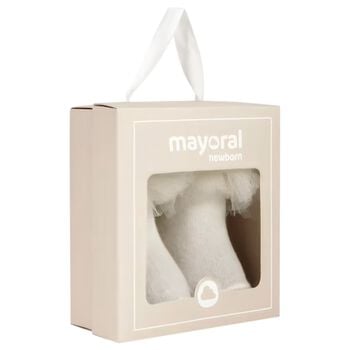 طقم ربطة رأس و جوارب للبنات باللون العاجي