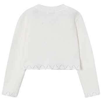 كارديجان بنات محبوك باللون العاجى